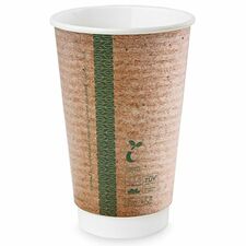 Double-Wall Hot Cups, 16 fl oz, Brown, 400/Carton