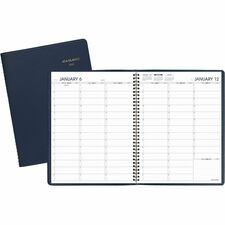 At-A-Glance Appointment Book Planner - Large Size - Julian Dates - Weekly - 13 Month - January 2025 - January 2026 - 7:00 AM to 8:45 PM - Quarter-hourly, 7:00 AM to 5:30 PM - Saturday - 1 Week Double Page Layout - 8 1/4" x 11" White Sheet - Wire Bound - Simulated Leather, Faux Leather - Navy Cover - 11.8" Height x 8.8" Width - Address Directory, Phone Directory, Reference Calendar, Double Pocket, Ruled, Bleed Resistant - 1 Each