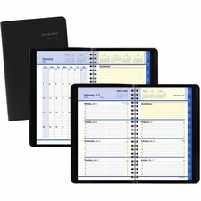 At-A-Glance QuickNotes Appointment Book Planner - Large Size - Julian Dates - Weekly, Monthly - 12 Month - January 2024 - December 2024 - 8:00 AM to 5:00 PM - Hourly - 1 Week, 1 Month Double Page Layout - 8" x 10" White Sheet - Wire Bound - Simulated Leather - Black CoverPocket, Maps, Appointment Schedule, Reference Calendar, Tabbed, Date Indicator, Durable Cover, Ruled, Bleed Resistant, Notes Area, Storage Pocket, ... - 1 Pack