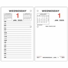 At-A-Glance Loose-Leaf Desk Calendar Refill - Standard Size - Julian Dates - Daily - 12 Month - January 2024 - December 2024 - 7:00 AM to 5:00 PM - Half-hourly - 1 Day Double Page Layout - 3 1/2" x 6" White Sheet - 2-ring - Desktop, Desk - White - Paper - Reference Calendar, Monthly Tab, Year Date Indicator, Ruled - 1 Pack
