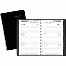 At-A-Glance DayMinder Appointment Book Planner - Julian Dates - Weekly - 12 Month - January 2025 - December 2025 - 8:00 AM to 5:00 PM - Hourly - 1 Week Double Page Layout - 4 7/8" x 8" White Sheet - Wire Bound - Black - Simulated Leather, Faux Leather - Black CoverTabbed, Address Directory, Phone Directory, Reference Calendar, Bleed Resistant Paper, Three-Year Calendar Reference, Snag Resistant, Year Date Indicator, Ruled - 1 Pack
