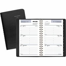 At-A-Glance DayMinder Appointment Book Planner - Pocket Size - Julian Dates - Weekly - 12 Month - January 2024 - December 2024 - 8:00 AM to 5:00 PM - Hourly - 1 Week Double Page Layout - 3 1/2" x 6" White Sheet - Wire Bound - Black - Simulated Leather, Faux Leather - Black CoverTabbed, Address Directory, Phone Directory, Bleed Resistant Paper, Three-Year Calendar Reference, Snag Resistant, Year Date Indicator, Ruled - 1 Pack