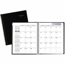 At-A-Glance DayMinder Premiere Planner - Medium Size - Julian Dates - Monthly - 12 Month - January 2024 - December 2024 - 1 Month Double Page Layout - 7" x 8 1/2" White Sheet - Concealed Wire - Black - Paper - Black CoverPocket, Tabbed, Bleed Resistant Paper, Durable Cover, Unruled Daily Block, Contact Sheet, Storage Pocket, Year Date Indicator - 1 Pack