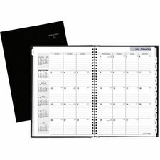 At-A-Glance DayMinder Premiere Planner - Large Size - Julian Dates - Monthly - 14 Month - December 2023 - January 2025 - 1 Month Double Page Layout - 8" x 11 3/4" White Sheet - Concealed Wire - Black - Faux Leather - Black CoverPocket, Tabbed, Bleed Resistant Paper, Ruled Daily Block, Year Date Indicator - 1 Pack
