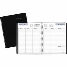 At-A-Glance DayMinder Column StylePlanner - Medium Size - Julian Dates - Weekly - 12 Month - January 2025 - December 2025 - 1 Week Double Page Layout - 7" x 8 3/4" White Sheet - Wire Bound - Black - Faux Leather - Black CoverBleed Resistant Paper, Ruled, Snag Resistant, Year Date Indicator - 1 Pack