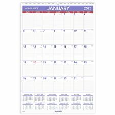 At-A-Glance Wall Calendar - Large Size - Julian Dates - Monthly - 12 Month - January 2024 - December 2024 - 1 Month Single Page Layout - 20" x 30" White Sheet - 2.69" x 4.38" Block - Wire Bound - White - Chipboard, Paper - Hanging Loop, Reference Calendar, Top Bound, Bleed Resistant, Daily Block, Easy to Read, To-do List - 1 Each