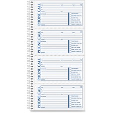 Adams Spiral Bound Phone Message Books - 400 Sheet(s) - Spiral Bound - 2 Part - 5 1/4" (13.3 cm) x 11" (27.9 cm) Sheet Size - Assorted Sheet(s) - Recycled - 1 Each