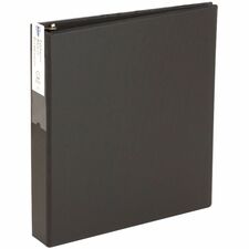 Avery® Economy Binder - 1 1/2" Binder Capacity - Letter - 8 1/2" x 11" Sheet Size - 275 Sheet Capacity - 3 x Round Ring Fastener(s) - 2 Internal Pocket(s) - Vinyl - Black - 12.80 oz - Recycled - Label Holder, Exposed Rivet, Non Locking Mechanism - 1 Each