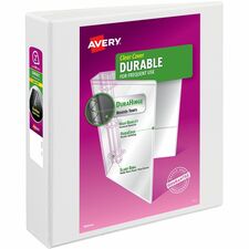 Avery® Durable View Binder - EZD Rings - 2" Binder Capacity - Letter - 8 1/2" x 11" Sheet Size - 540 Sheet Capacity - 3 x D-Ring Fastener(s) - 4 Internal Pocket(s) - Poly - White - Recycled - Easy Insert Spine, Exposed Rivet, Gap-free Ring, Stacked Pocket - 1 Each
