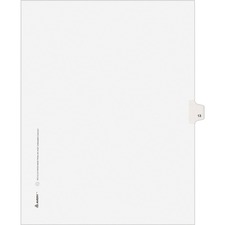 Avery® Individual Legal Exhibit Dividers - Avery Style - Unpunched - 25 x Divider(s) - 25 Printed Tab(s) - Digit - 13 - 1 Tab(s)/Set - 8.5" Divider Width x 11" Divider Length - Letter - White Paper Divider - White Tab(s) - Recycled - Reinforced Tab, Rip Proof, Unpunched - 25 / Pack