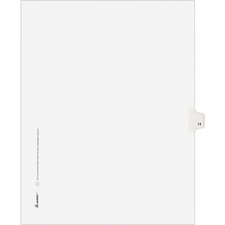 Avery® Individual Legal Exhibit Dividers - Avery Style - Unpunched - 25 x Divider(s) - 25 Printed Tab(s) - Digit - 14 - 1 Tab(s)/Set - 8.5" Divider Width x 11" Divider Length - Letter - White Paper Divider - White Tab(s) - Recycled - Reinforced Tab, Rip Proof, Unpunched - 25 / Pack