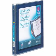 Avery® Flexi-View™ Binder ½" , Round Rings, Blue - 1/2" Binder Capacity - Letter - 8 1/2" x 11" Sheet Size - 100 Sheet Capacity - 3 x Round Ring Fastener(s) - Internal Pocket(s) - Polypropylene - Flexible, Durable, Lightweight, Preprinted, Non-stick, Ink-transfer Resistant - 1 Each