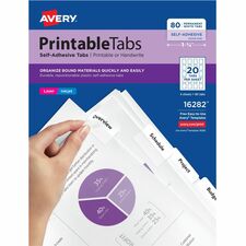 Avery® Printable Repositionable Tabs - 80 Tab(s)1.75" Tab Width - Permanent - Paper Divider - White Paper Tab(s) - 80 / Pack