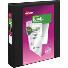 Avery Durable View Binder1" , Slant D Rings, Black - 1 1/2" Binder Capacity - Letter - 8 1/2" x 11" Sheet Size - 375 Sheet Capacity - 3 x Slant Ring Fastener(s) - 2 Pocket(s) - Polypropylene - Recycled - Pocket, Durable, Tear Resistant, Flexible, Sp