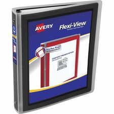 Avery® Flexi-View 3 Ring Binder - 1" Binder Capacity - Letter - 8 1/2" x 11" Sheet Size - 175 Sheet Capacity - 3 x Round Ring Fastener(s) - 1 Pocket(s) - Polypropylene - Pocket, Flexible, Durable, Business Card Holder, Lightweight, Preprinted, Non-stick, Ink-transfer Resistant - 1 Each