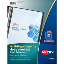 Avery® Diamond Clear Multi-Page Capacity Sheet Protectors - 50 x Sheet Capacity - For Letter 8 1/2" x 11" Sheet - Clear - Polypropylene - 25 / Pack