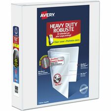 Avery Heavy Duty View Binder2" , One Touch&trade; Locking D Rings, White - 2" Binder Capacity - Letter - 8 1/2" x 11" Sheet Size - 530 Sheet Capacity - 3 x Slant Ring Fastener(s) - 4 Pocket(s) - Polypropylene - Recycled - Heavy Duty, One Touch Ring, 