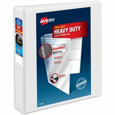 Avery Heavy Duty View Binder1" , One Touch&trade; Locking D Rings, White - 1 1/2" Binder Capacity - Letter - 8 1/2" x 11" Sheet Size - 375 Sheet Capacity - 3 x Slant Ring Fastener(s) - 4 Pocket(s) - Polypropylene - Recycled - Heavy Duty, One Touch Ring, Pocket, PVC-free, Non-stick, Long Lasting, Tear Resistant, Split Resistant, Archival-safe, Ink-transfer Resistant