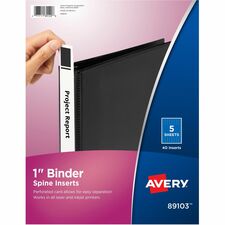 Avery® Binder Spine Inserts - 1" Sheet - White - Card Stock - 40 / Pack