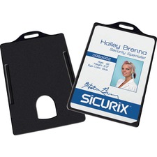 SICURIX Vertical Black Frame ID Card Holder - 3.37" (85.60 mm) x 2.13" (53.98 mm) x - Plastic - 25 / Pack - Black