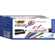 BIC Intensity Low Odor Dry Erase Markers - Chisel Marker Point Style - Black - 1 Dozen