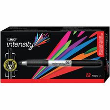 BIC Intensity Marker Fine Tip Permanent Markers, Black, 12-Count Pack, Art Supplies for Adults and Teens - Ultra Fine Marker Point - 0.5 mm Marker Point Size - Black - 1 / Dozen