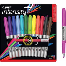 BIC Intensity Permanent Marker - Bold, Fine Marker Point - 1.8 mm Marker Point Size - Assorted - 12 Pack