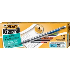 BIC Extra-Precision Mechanical Pencil, HB Lead, Metallic Barrel, Fine Point (0.5 mm), Black, 12-Count - #2 Lead - 0.5 mm Lead Diameter - Refillable - Black Lead - Clear Barrel - 1 Dozen