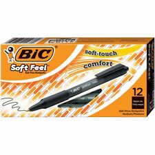 BIC Soft Feel Black Retractable Ballpoint Pens, Medium Point (1.0 mm), 12-Count Pack, Black Pens With Soft-Touch Comfort Grip - Medium Pen Point - 1 mm Pen Point Size - Retractable - Black - 1 Dozen