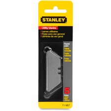Stanley Round-Point Utility Knife Blades - 1.88" (47.75 mm) Length - Straight Style - Steel - 5 / Pack - Silver