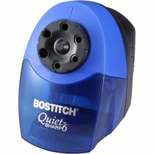 Bostitch QuietSharp 6 Electric Pencil Sharpener - Desktop - 6 Hole(s) - 7.50" (190.50 mm) Height x 5" (127 mm) Width x 9" (228.60 mm) Depth - Black, Blue - 1 Each