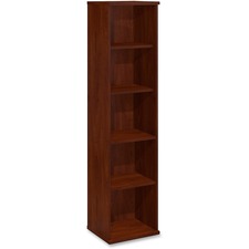 Bush Business Furniture Series C 18W 5 Shelf Bookcase - 17.9" x 15.4" x 1" x 72.9" - File Drawer(s) - 5 Shelve(s) - 3 Adjustable Shelf(ves) - Material: Engineered Wood, Polyvinyl Chloride (PVC) - Finish: Dark Cherry, Thermofused Laminate (TFL) - Scratch Resistant, Stain Resistant, Abrasion Resistant, Dent Resistant, Ball-bearing Suspension, Cord Management, Grommet, Lockable Drawer, Ball-bearing Suspension, Durable - For Office