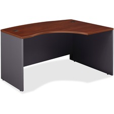 Bush Business Furniture Series C 60W x 43D Right Hand L-Bow Desk Shell - 58.9" x 42.9" x 1" x 29.8" - File Drawer(s) - Material: Pressboard, Polyvinyl Chloride (PVC), Engineered Wood - Finish: Graphite, Hansen Cherry, Thermofused Laminate (TFL) - Scratch Resistant, Stain Resistant, Abrasion Resistant, Grommet, Dent Resistant, Cord Management, Ball-bearing Suspension, Lockable Drawer, Durable - For Office