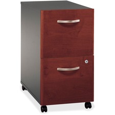 Bush Business Furniture Series C 2 Drawer Mobile Pedestal - Assembled - 15.7" x 20.3" x 1" x 28.1" - 2 x File Drawer(s) - Material: Pressboard, Polyvinyl Chloride (PVC), Engineered Wood - Finish: Dark Cherry, Hansen Cherry, Thermofused Laminate (TFL) - Scratch Resistant, Stain Resistant, Abrasion Resistant, Dent Resistant, Grommet, Cord Management, Ball-bearing Suspension, Lockable Drawer, Durable - For Office