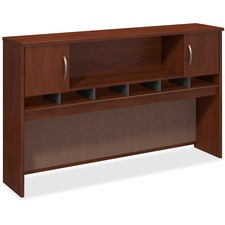 Bush Business Furniture Series C 72W 2 Door Hutch - 71" x 15.4" x 1" x 43" - File Drawer(s) - 2 Door(s) - Material: Pressboard, Polyvinyl Chloride (PVC), Engineered Wood - Finish: Hansen Cherry, Thermofused Laminate (TFL) - Scratch Resistant, Stain Resistant, Dent Resistant, Abrasion Resistant, Grommet, Cord Management, Ball-bearing Suspension, Lockable Drawer, Durable - For Office