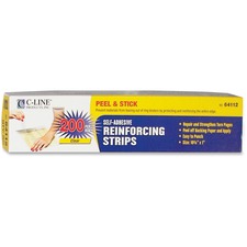 C-Line Self-Adhesive Reinforcing Strips - 10.8" Height x 1" Width - Clear - Plastic - 200 / Box