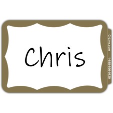 C-Line Self-adhesive Color Border Name Badges - 3 1/2" x 2 1/4" Length - Removable Adhesive - Rectangle - Gold - 100 / Box
