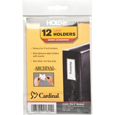 Cardinal HOLDit! Self-Adhesive Label Holders - 1.38" (34.92 mm) x 3" (76.20 mm) x - 12 / Pack - Clear