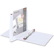 Cardinal XtraLife ClearVue Non-Stick Locking Slant-D Ring Binder - 1" Binder Capacity - Letter - 8 1/2" x 11" Sheet Size - 270 Sheet Capacity - 1" Spine Width - 3 x D-Ring Fastener(s) - 2 Inside Front & Back Pocket(s) - Polyolefin - White - 408.2 g - Recycled - Non-stick, Cold Resistant, Crack Resistant, Locking Ring, Clear Overlay - 1 Each