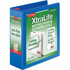 Cardinal Xtralife ClearVue Locking Slant-D Binders - 3" Binder Capacity - Letter - 8 1/2" x 11" Sheet Size - 725 Sheet Capacity - 2 29/32" Spine Width - 3 x D-Ring Fastener(s) - 2 Inside Front & Back Pocket(s) - Polyolefin - Blue - 1.60 lb - Non-stick, Locking Ring, PVC-free, Clear Overlay, Cold Resistant, Crack Resistant - 1 Each