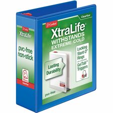 Cardinal Xtralife ClearVue Locking Slant-D Binders - 3" Binder Capacity - Letter - 8 1/2" x 11" Sheet Size - 725 Sheet Capacity - 2 29/32" Spine Width - 3 x D-Ring Fastener(s) - 2 Inside Front & Back Pocket(s) - Polyolefin - Blue - 725.7 g - Non-stick, Lo