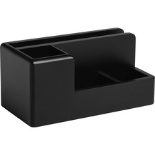 Rolodex Wood Tones Desktop Organizer - 4 Compartment(s) - Desktop - Non-skid Base - Black - Wood - 1 Each