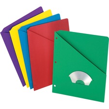 Pendaflex Slash Pocket 3-hole Project Folders - For Letter 8 1/2" x 11" Sheet - Multi - 25 / Pack