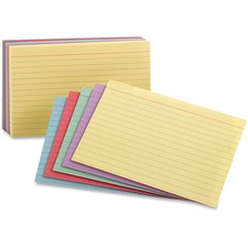Oxford Color Index Cards - 3" x 5" - 100 lb Basis Weight - 100 / Pack - Sustainable Forestry Initiative (SFI) - Acid-free - Green, Canary, Violet, Blue, Cherry