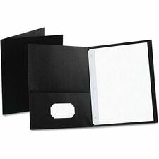 Oxford Letter Pocket Folder - 8 1/2" x 11" - 85 Sheet Capacity - 3 Fastener(s) - 1/2" Fastener Capacity for Folder - 2 Inside Front & Back Pocket(s) - Leatherette - Black - 1 / Each