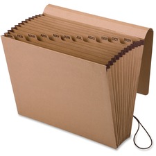 Esselte Monthly Expanding Files with Flaps - Letter - 8 1/2" x 11" Sheet Size - 7/8" Expansion - 12 Pockets - Kraft - Brown - 1 Each