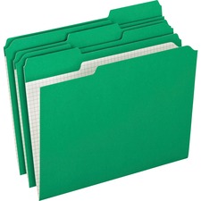 Pendaflex 1/3 Tab Cut Letter Recycled Top Tab File Folder - 8 1/2" x 11" - Top Tab Location - Assorted Position Tab Position - Green - 10% Recycled - 100 / Box