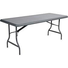 Iceberg IndestrucTable TOO 1200 Series Folding Table - For - Table TopRectangle Top - Round Leg Base - Contemporary Style - 1200 lb Capacity - 30" Table Top Length x 72" Table Top Width x 1" Table Top Thickness x 1" Table Top Diameter - 29" Height - Indoor, Outdoor - Charcoal, Powder Coated - Polyethylene, Steel - 1 Each