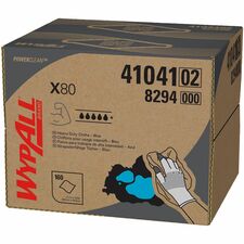 Wypall Power Clean X80 Heavy Duty Cloths Brag Box - 11.1" x 16.8" - Blue - Absorbent - 160 Per Carton - 1 / Box
