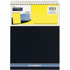 Mead Premium Wirebound Legal Pads - 70 Sheets - Spiral - 20 lb Basis Weight - 8 1/2" x 11 3/4" - Canary Paper - NavyBoard Cover - Heavyweight, Micro Perforated, Spiral Lock, Stiff-back - 1 Each